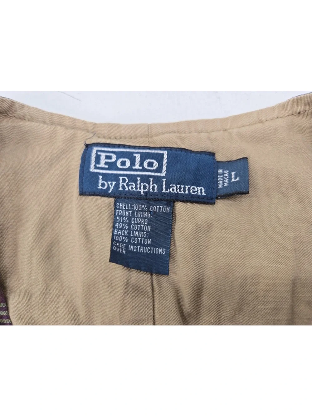 Polo Ralph Lauren India Madras Plaid Patchwork Vest Cinch Back Size L Mens - Picture 5 of 10